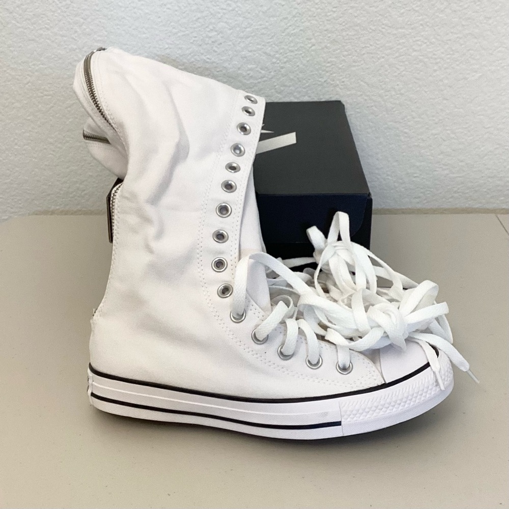 Converse 8 NIB Knee High XX-HI Tall Lace Up White Sneakers Authentic New In Box - Picture 5 of 11
